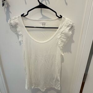 GAP Women's Cream Ruffle Sleeve Blouse